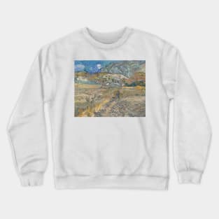 Landscape at Saint-Remy (Enclosed Field with Peasant) by Vincent van Gogh Crewneck Sweatshirt